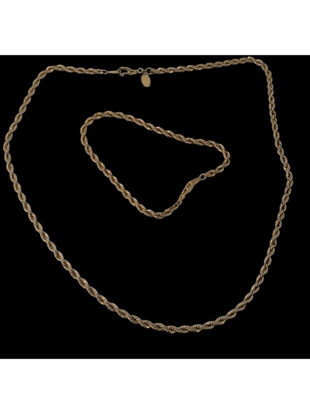 Vintage Ambassador Wheat Chain Jewelry Set Gold Plated Necklace Bracelet Korea